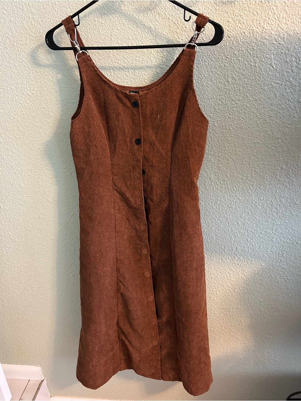 SHEIN Rust Brown Corduroy Button-Front Midi Dress.Size 4